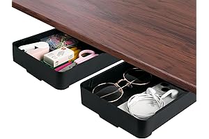 Hidden Under Table Desk Drawer Storage Organizer, Pack of 2 Self-Adhesive Desk Drawers