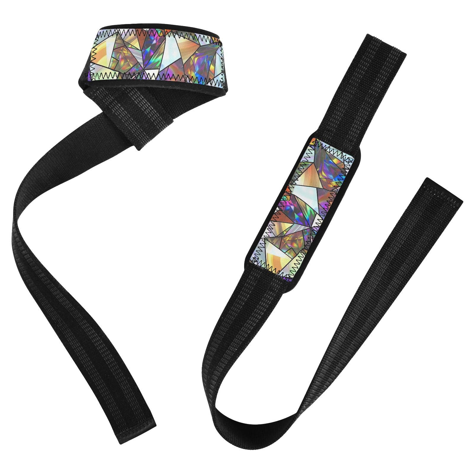 Nander Beautiful Colored Prism Wrist Straps for Weightlifting,Lifting Straps with Neoprene Cushioned Wrist Padded and Anti-Skid Silicone for Strength Training,Bodybuilding,Deadlifting