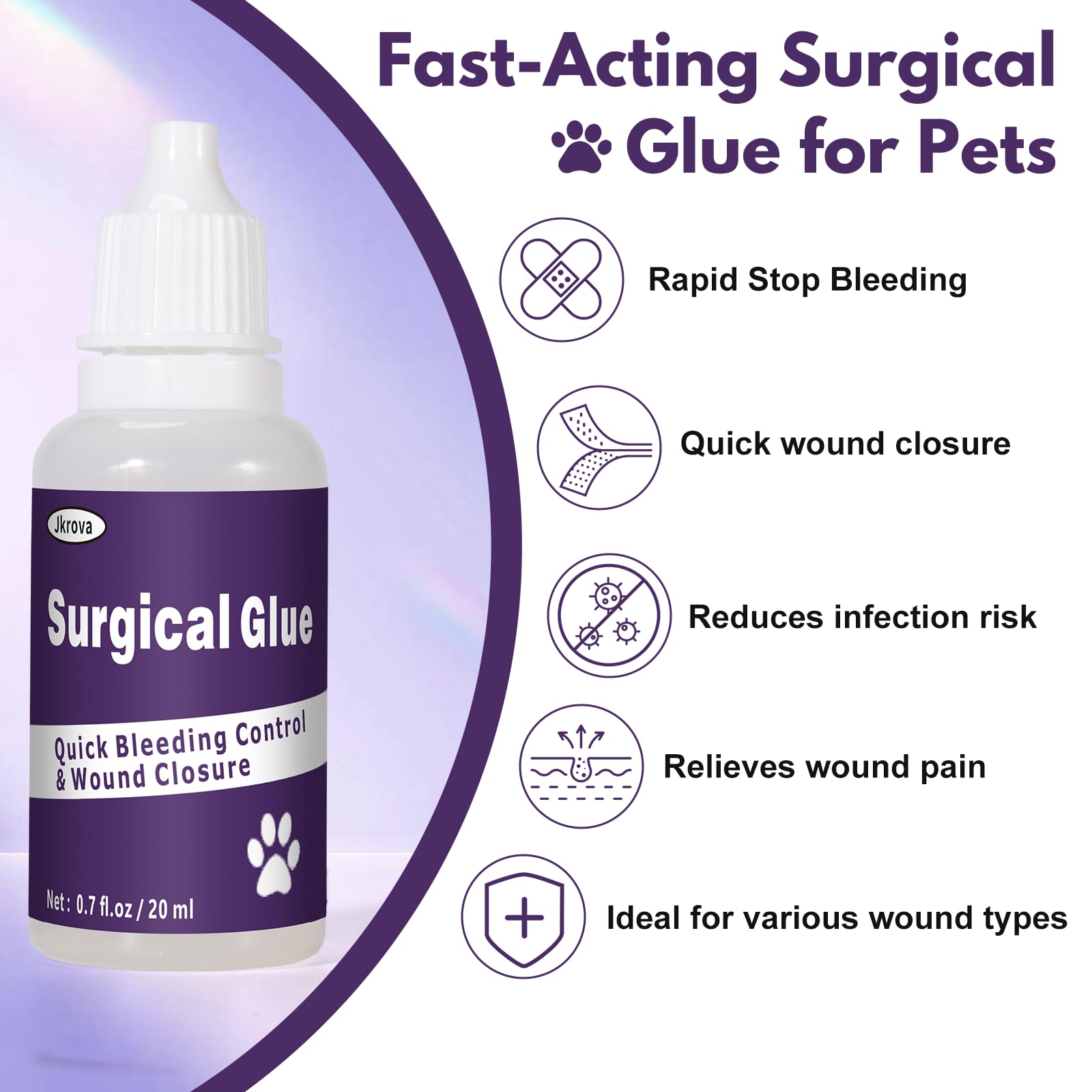Animal Surgical Glue 20ml – Fast Bleeding Control & Wound Closure for Pets | Quick-Setting Veterinary Adhesive – Relieves Pain from Cuts, Scrapes & Lacerations — Amazon image 3