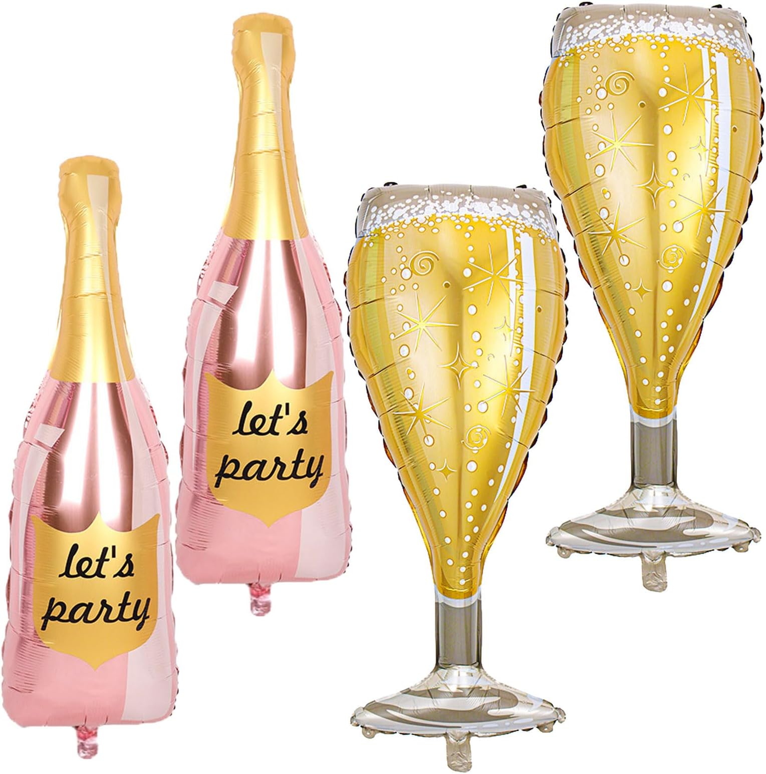 4 Pcs Huge Champagne Bottle Balloons Champagne Glass Mylar Foil Balloons 39 Inch for Christmas Baby Shower Wedding Bridal Birthday Celebration Anniversary Party Decorations