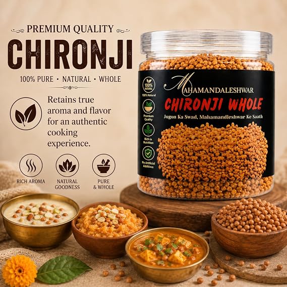 Mahamandaleshwar Chironji Whole 200g Premium Quality, Handpicked Authentic Charoli Nuts for Indian Sweets & Cooking Pure & Aromatic
