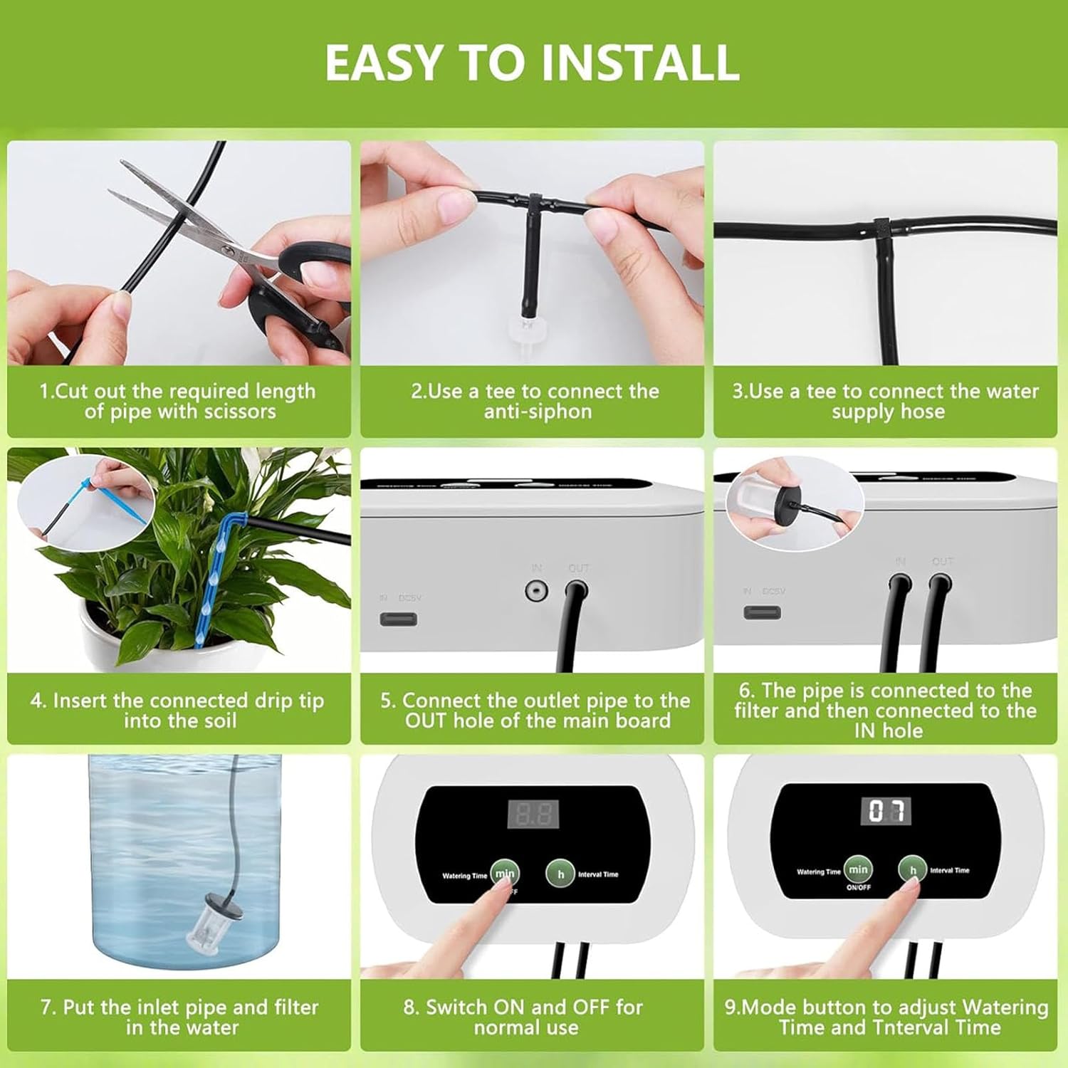 Garden Watering Timer Automatic Irrigation Timer for Versatile Outdoor Use for Plant Maintenance Timed Program Automatic Watering