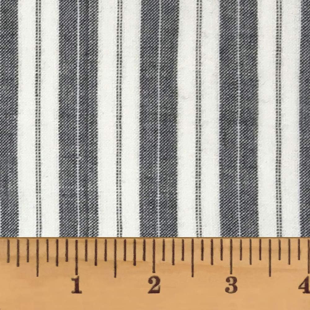 Large Gray Ticking Stripe Cotton Homespun Plaid Fabric by JCS - Sold by The Yard