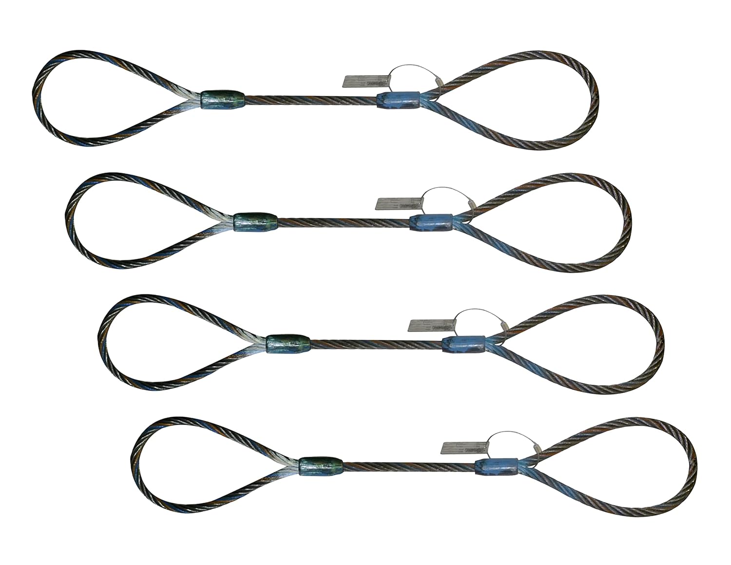 Eye and Eye Wire Rope Choker Sling 1/2 x 2' Rigging Lifting Industrial 5,000 lbs (4 Pack)
