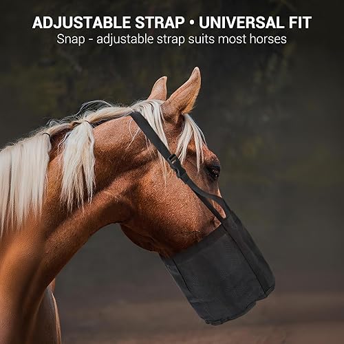 2 Pcs Heavy Duty Mesh Hay Bags for Horses with Adjustable Neck Strap & Comfort Padding - Leak-Proof Horse Feed Bag for Indoor/Outdoor Grain Feeding, Durable Nose Pad Design for Safe Grazing