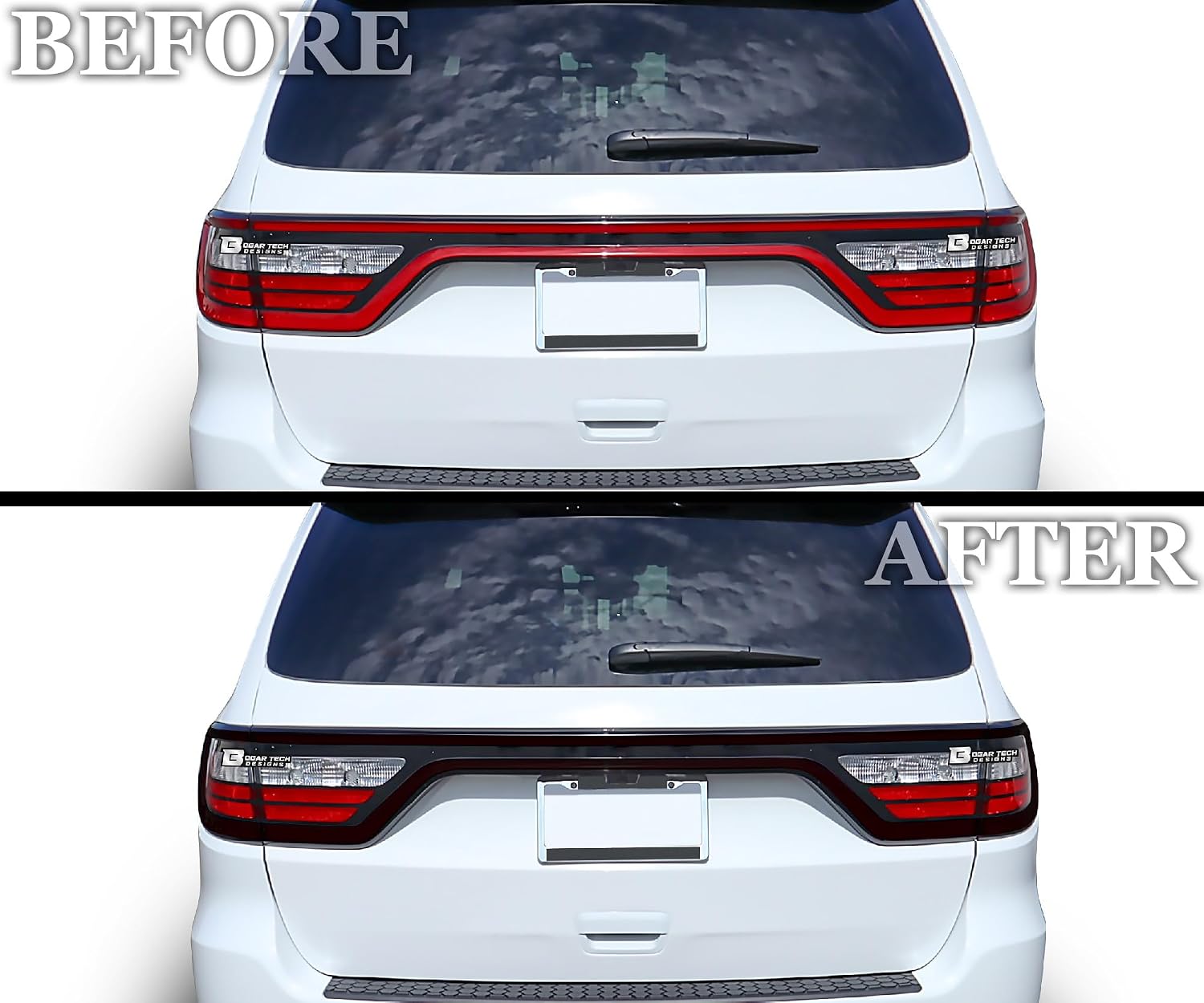 BOGAR TECH DESIGNS Tinted Rear Racetrack Kit Overlay Tint Compatible with Dodge Durango 2014-2025, Dark Smoke