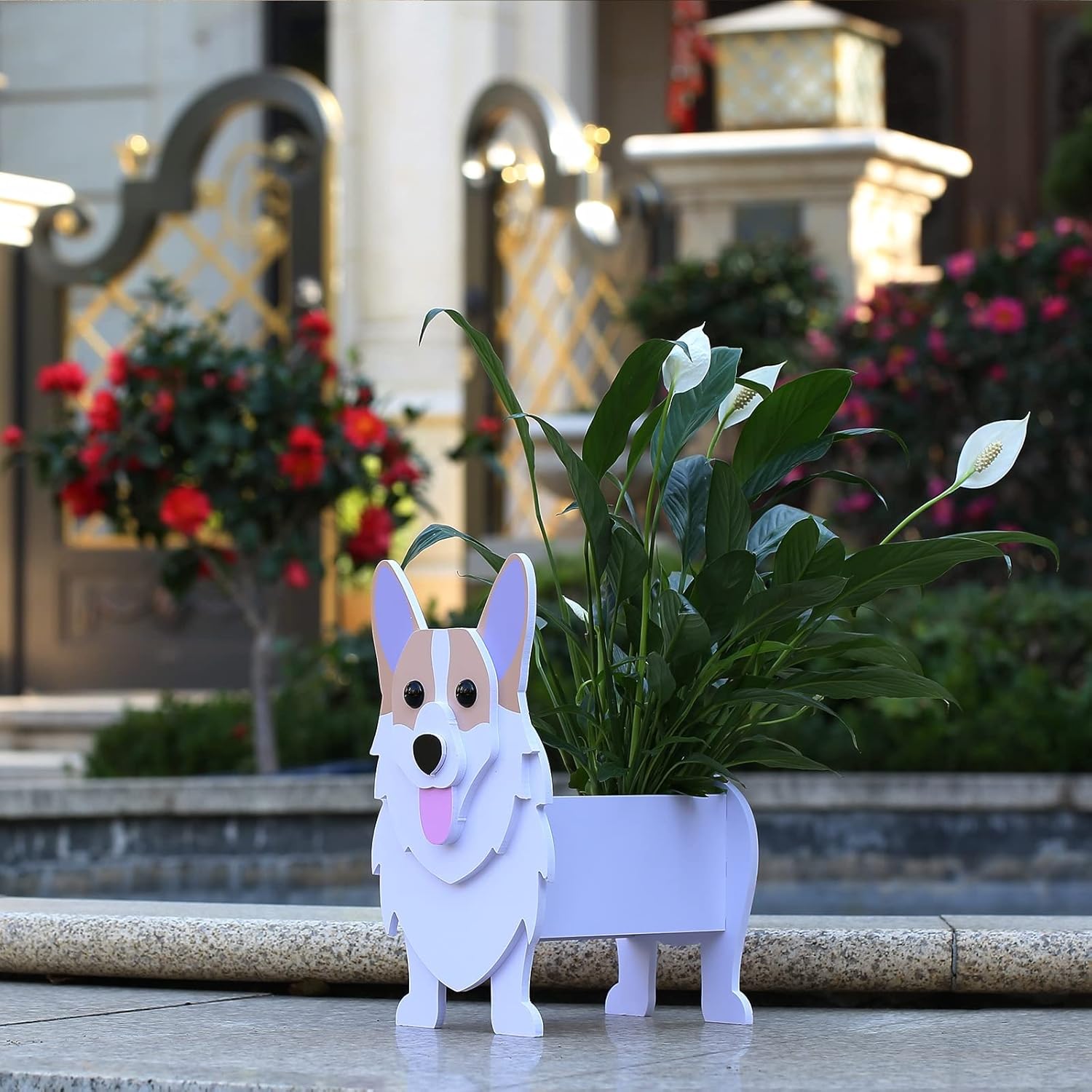 Corgi Dog Planter, Cute Animal Flower Pot for Outdoor & Indoor Garden Decor, Small Corgi Holder