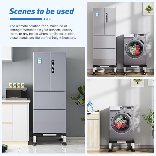 Miniatura 5 de Mini soporte para nevera, altura de aumento de 0.58 a 0.71 pies, soporte ajustable para lavadora y secadora con 4 pies resistentes, soporte