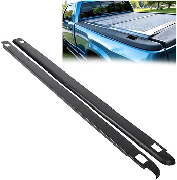 ALMULOO 64" Truck Bed Side Rail Cover Compatible with 2002-2008 Dodge Ram 1500 2003-2009 Dodge Ram 2500 3500 Plastic Black Rail Caps Protector Molding w/Stake Pocket Hole