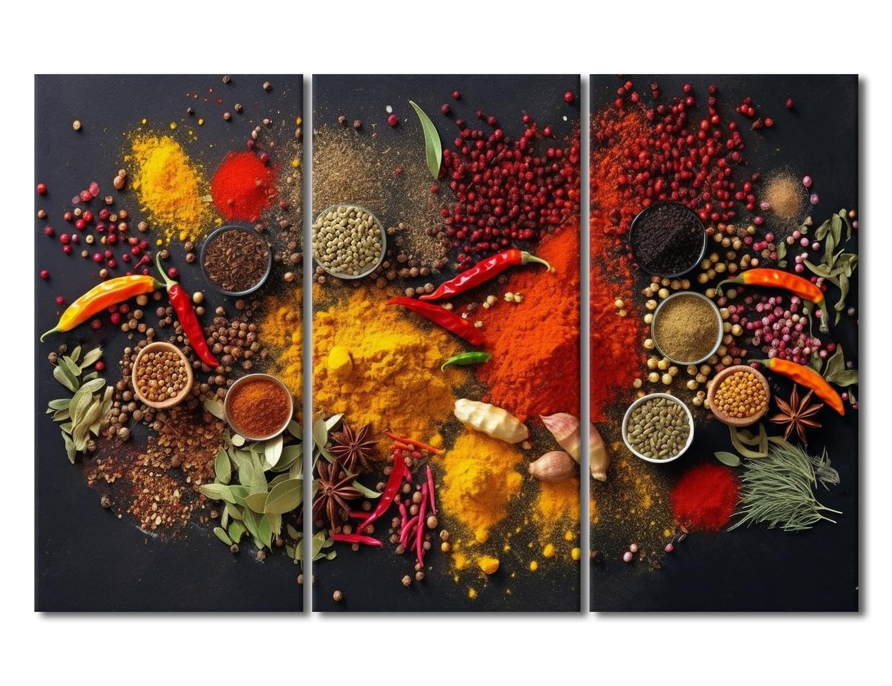 Aromatic Spices Wall Art　ビンテージ　アート Amazon.com: 3 Pieces Food Spice Framed Wall Art Spices and