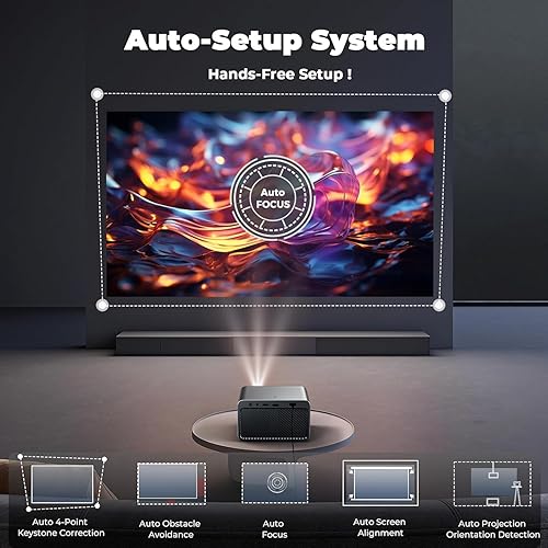 Miniatura 4 de Proyector con WiFi y Bluetooth: [1800 ANSI/Enfoque automático AI/800+ aplicaciones/compatible con Netflix] Proyector para exteriores con soporte 4K