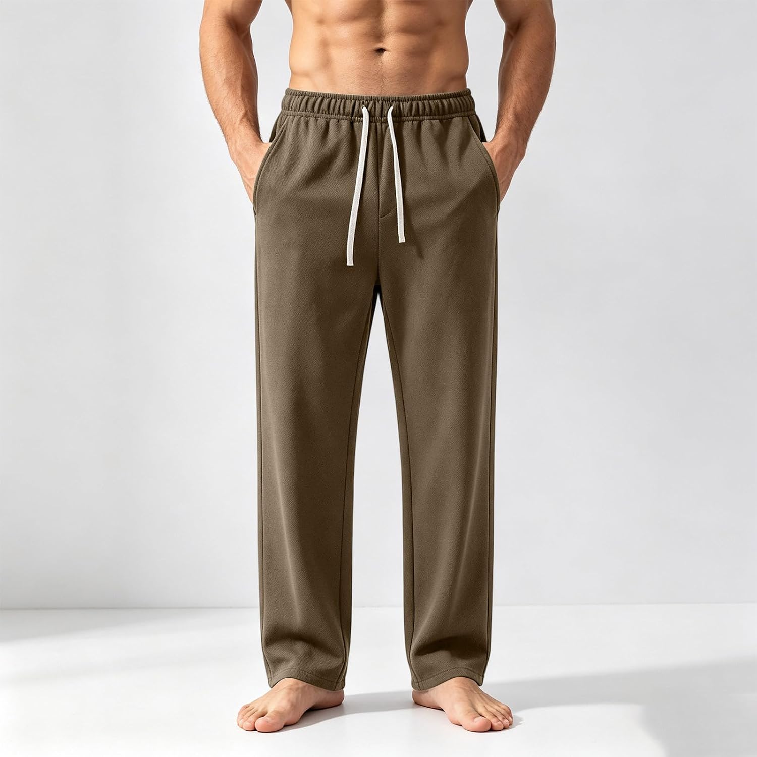 Men's Straight Leg Sweatpants Plus Size Elastic Waist Sweat Pants