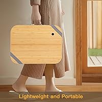 Vista 6 de Mayjoy Escritorio de regazo de bambú con almacenamiento, escritorio de regazo con cubierta removible, soporte para computadora portátil