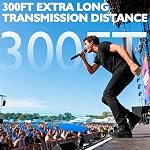 Karaoke Wireless Microphones for Singing with Auto 2.4GHz Stable Reception | Rechargeable 2 Pcs Metal Microphones with 300FT Extra Long Distance Professional Cordless Microphone for DJ Church Classroom