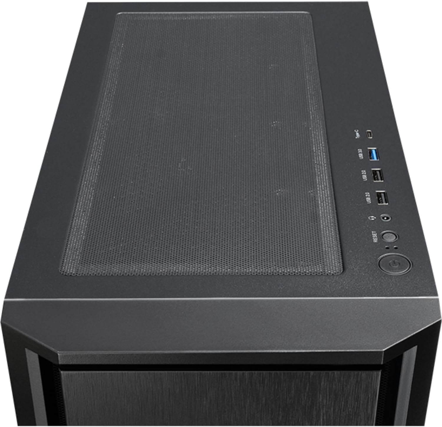 Chieftec AS-02B-TG-OP Midi Tower PC Case, top view with I/O ports