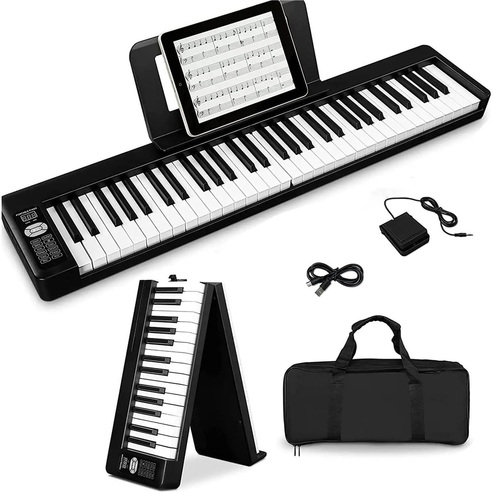 61 Klawiszowe Składane Pianino Elektroniczne Przenośny Wielofunkcyjny Instrument Klawiszowy Dla Początkujących