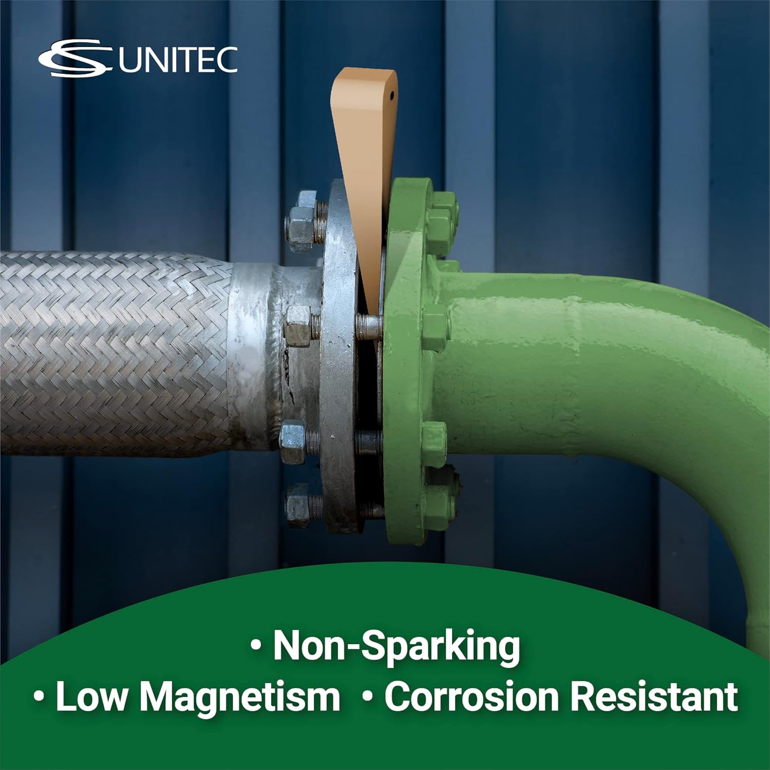 CS Unitec | Non-Sparking Aluminum Bronze Flange Wedge with Lanyard Hole | Metal Pipefitting Welding Tool | 3/4 in x 1-1/2 in x 6 in