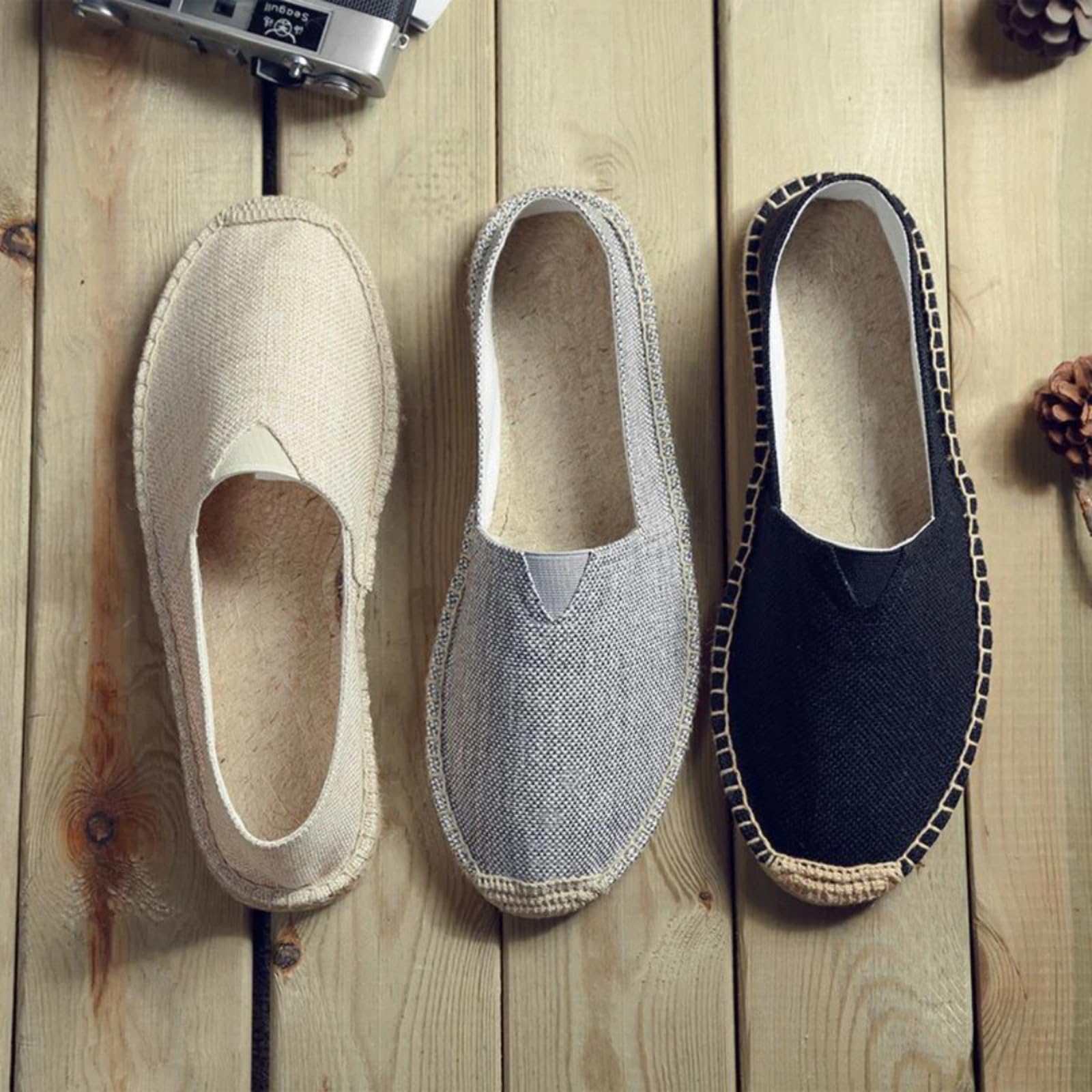 Zapatos Pescador Suela Lino Tela Lona Hombres Mujeres(Labios pequeños,41)