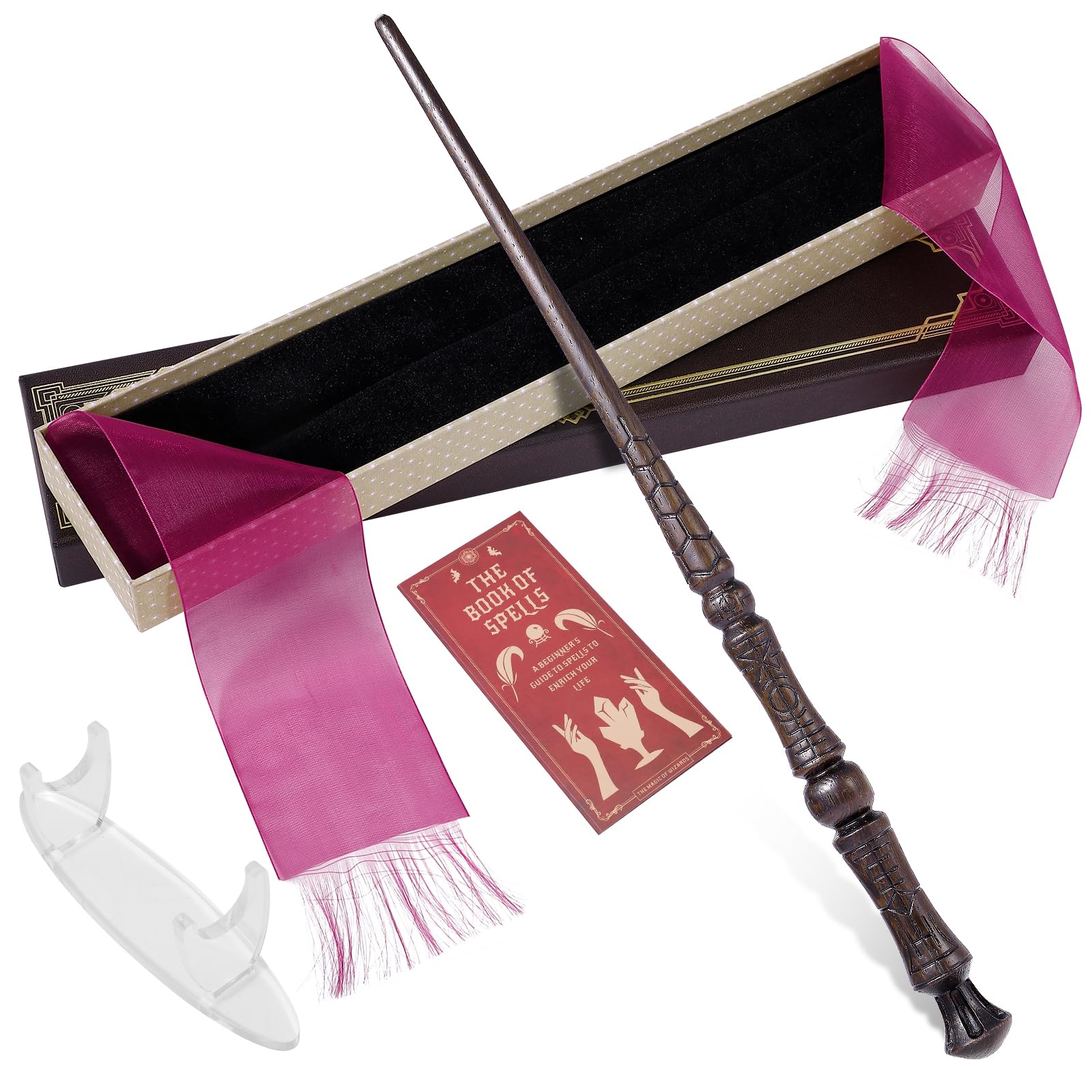 CharmRegion Wooden Wizard Magic Wand Hand Carved Wood Witch Wand for Kids Collection Cosplay, Rune