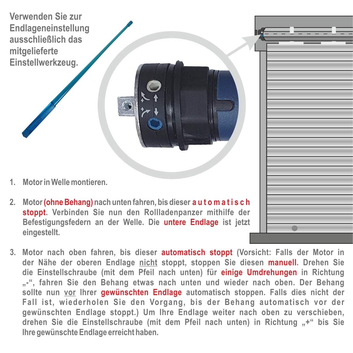 Motor de persiana enrollable, para eje de 40 mm, 8 cantos, con interruptor de límite mecánico, 5 años de garantía, accionamiento de persiana, motor tubular, con accesorios (fuerza de tracción