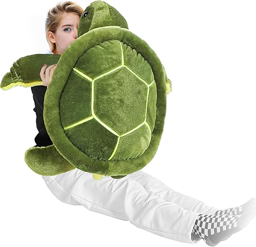 Civaner Animales de peluche de tortuga grande, tortuga marina de felpa suave, almohada gigante de tortuga, juguetes de peluche de tortuga, muñeca de