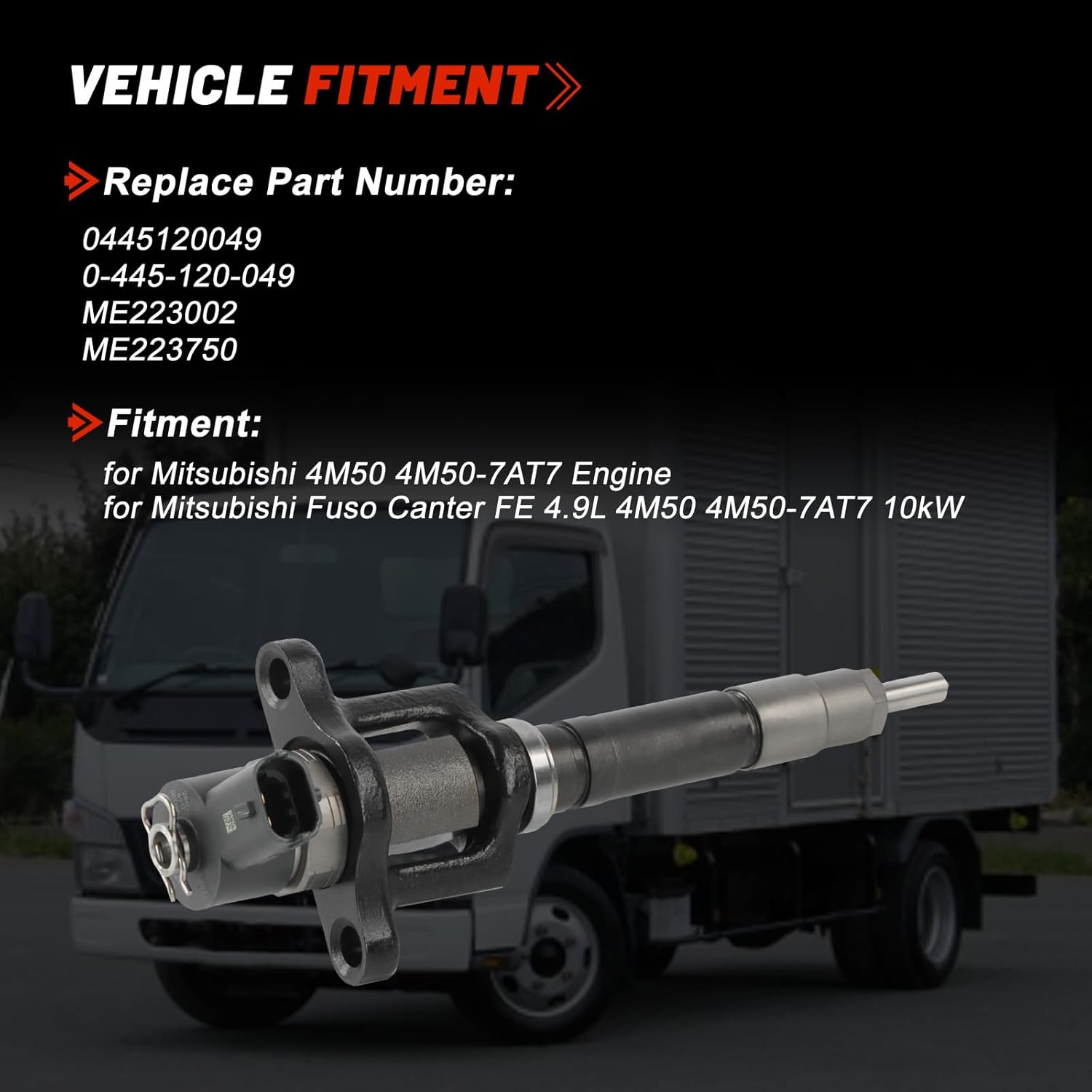4PCS 0445120049 ME223750 ME223002 Common Rail Injector for Mitsubishi Fuso 4M50 4M50-7AT7 4.9L Canter FE FB FG Truck & Bus 2009-
