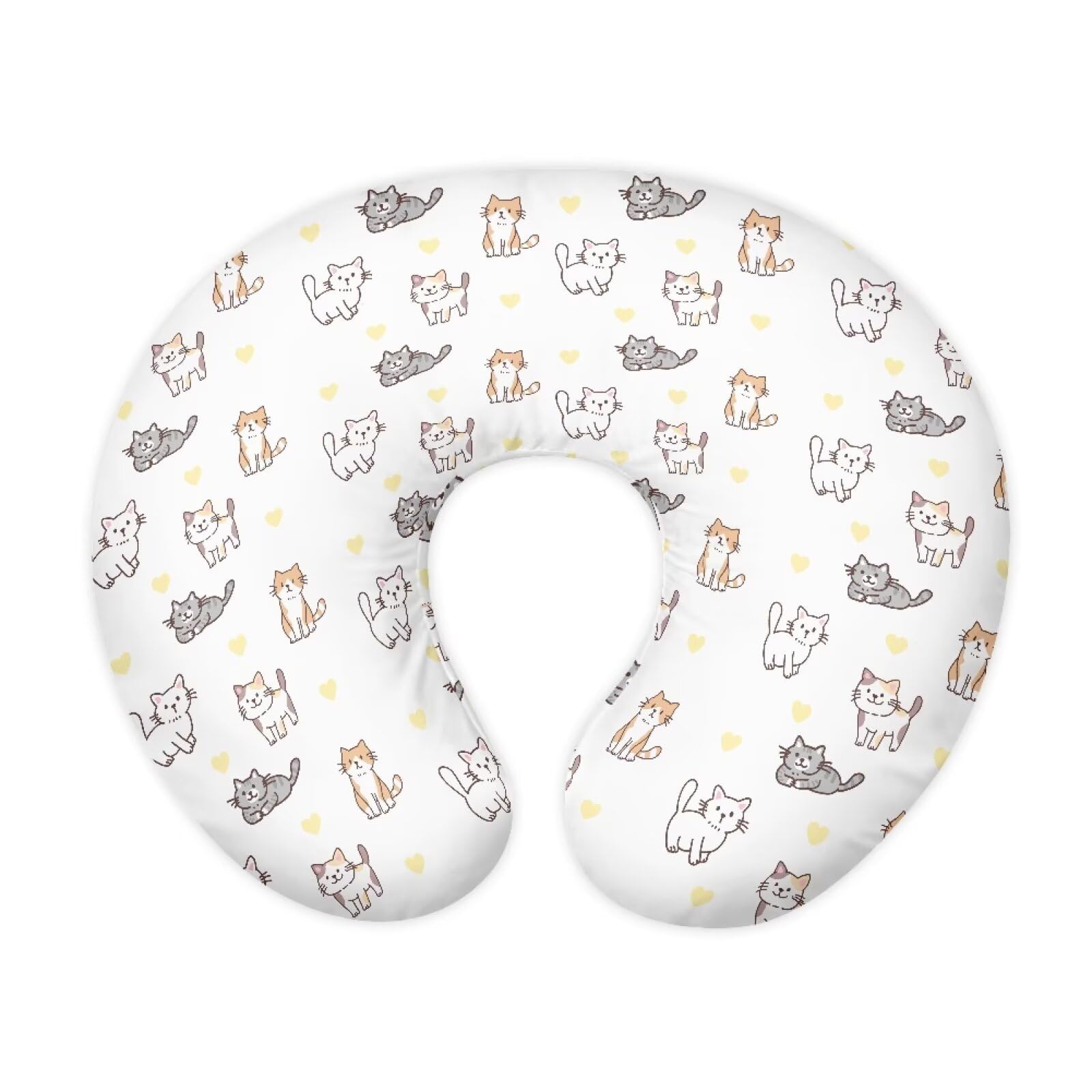 Urndoeng Nursing Pillow Cover For Baby Soft Nursing Pillow Cover For Breastfeeding Pillow,Cover Only,Gentle On Baby Skin Cute Cat Print White