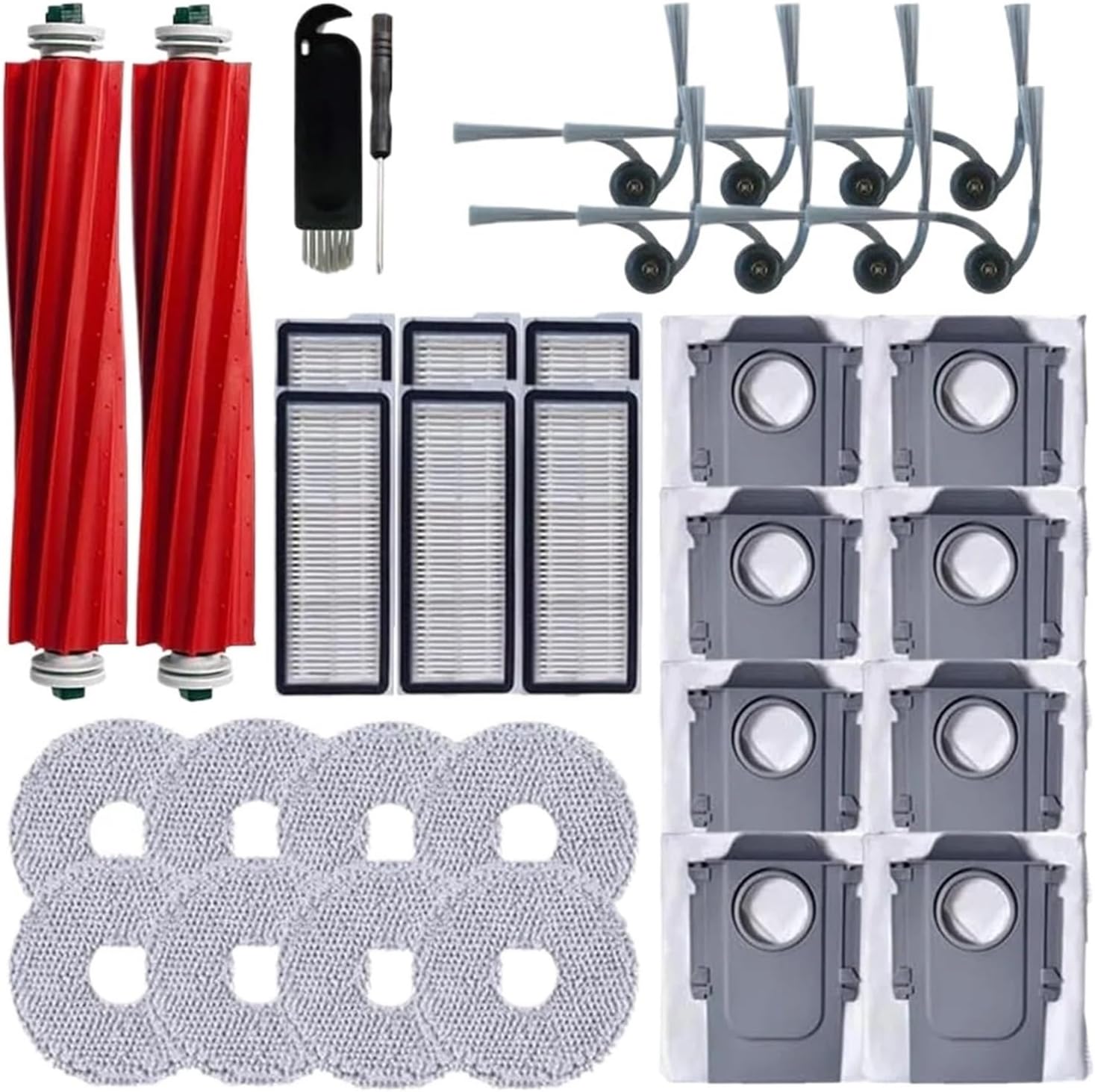 Compatible for Roborock QV 35A 35S QR 798 598, Brush Filter Mop Cloth Dust Bag Set for Vacuum Cleaner Replacement Part