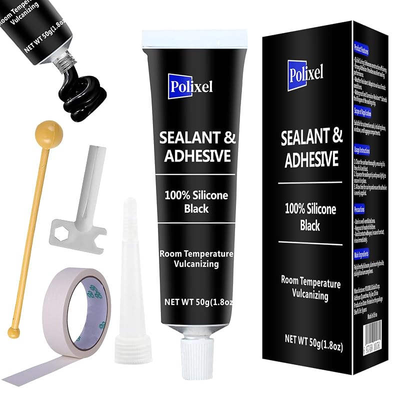Selante adesivo RTV preto POLIXEL para vedação automotiva, janelas, banheiro e cozinha, 50 g