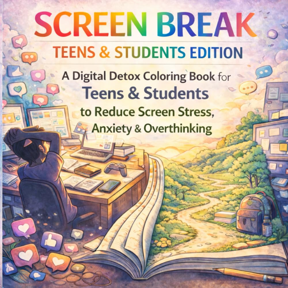 Screen Break: Teens & Students Edition – A Digital Detox Coloring Book to Reduce Screen Stress, Social Media Overload, Gaming Addiction & Study Anxiety