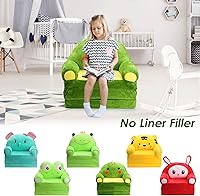 Vista 4 de Caluself Sofá cama plegable de felpa para niños, sofá cama 2 en 1 para niños, sofá cama con respaldo, lindo sofá de dibujos animados para niños