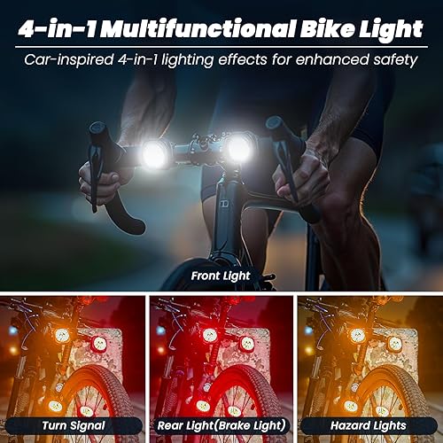 Miniatura 2 de Luvan Luz inteligente para bicicleta con mando a distancia  Sincronización de luces LED delanteras y traseras, 5 modos nocturnos y diurnos  Señales