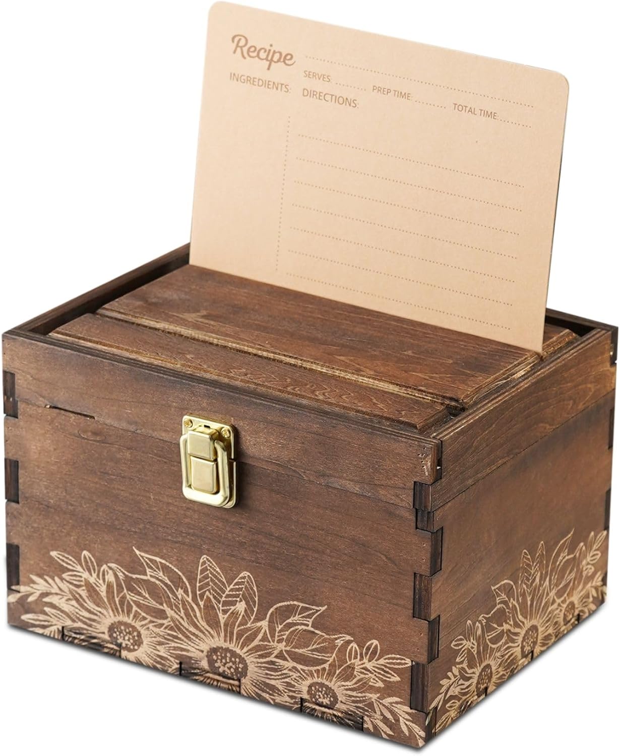 Sunflower Gifts Recipe Box, 5"x7" Recipe Cards and Box Set with 50 Recipe Cards, 10 Dividers, Recipe Organizer for Sunflower Lovers