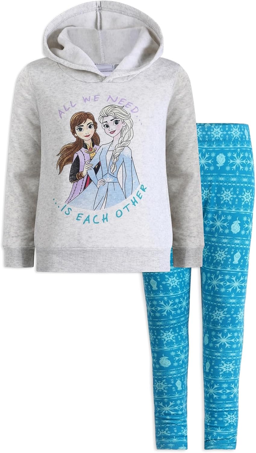 Disney Frozen Girls 2 Piece Pullover Hoodie and Legging Pants Set for Toddlers and Big Kids