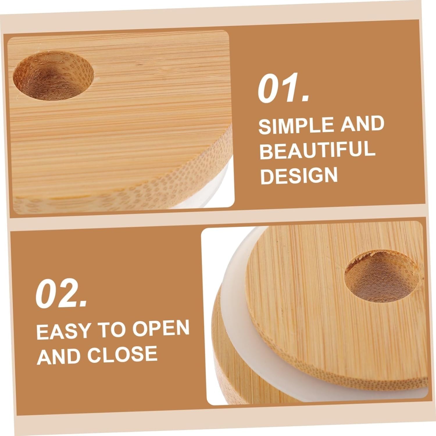 6pcs Glass Jar Lid Regular Mouth Jar Lids Reusable Jar Lid Canning Lids Multipurpose Cup Lid Jar Lids Mug Lid Airtight Cup Lid Jar Lid with Hole Seal Lid Wood - Assortment Gasket Kit