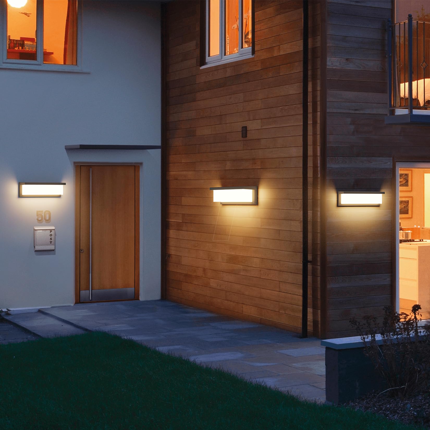 36W LED Luce da parete per esterni, 3000K, 3500lm, IP65 Lampada da parete impermeabile, Applique moderna per interni ed esterni, balcone, patio e così via.antracite | IP65 impermeabile, 3500 lm, lampada da parete in alluminio per interni ed esterni, terra