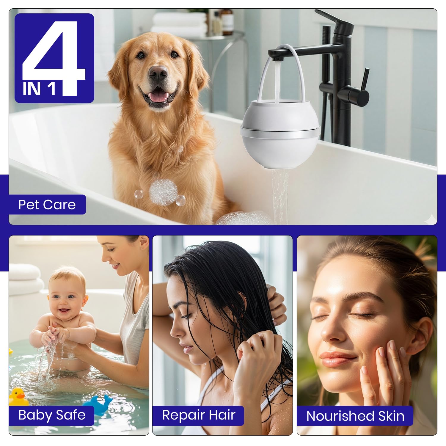 Crystal Quest Bath Ball Filter for Tub Faucet, Bathtub Water