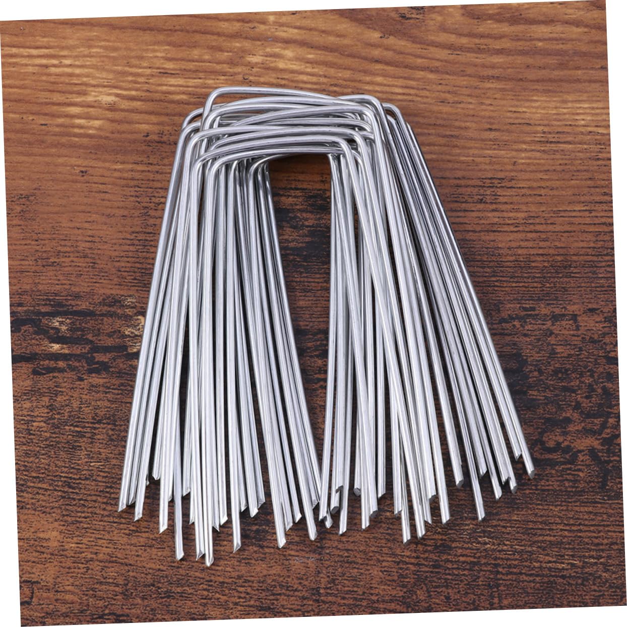Balacoo Efficient U-Shaped Nails for Turf 100pcs Ground Nails Garden Staples U-Stakes for Ground Metal Landscape Pins