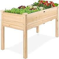 Best Choice Products 48x24x30 Inch Elevated Raised Garden Bed - Natural Wood Planter Box with Liner for Patio, Balcony, Backyard Gardening