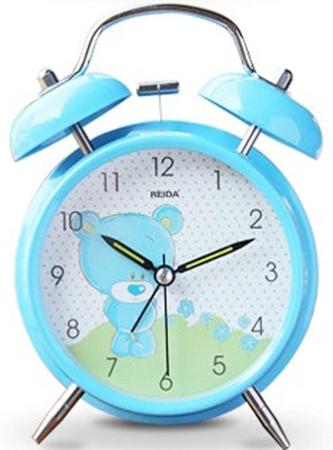 Kids Cartoon Bedside Alarm Clock with Backlight - 4" Blue Bear