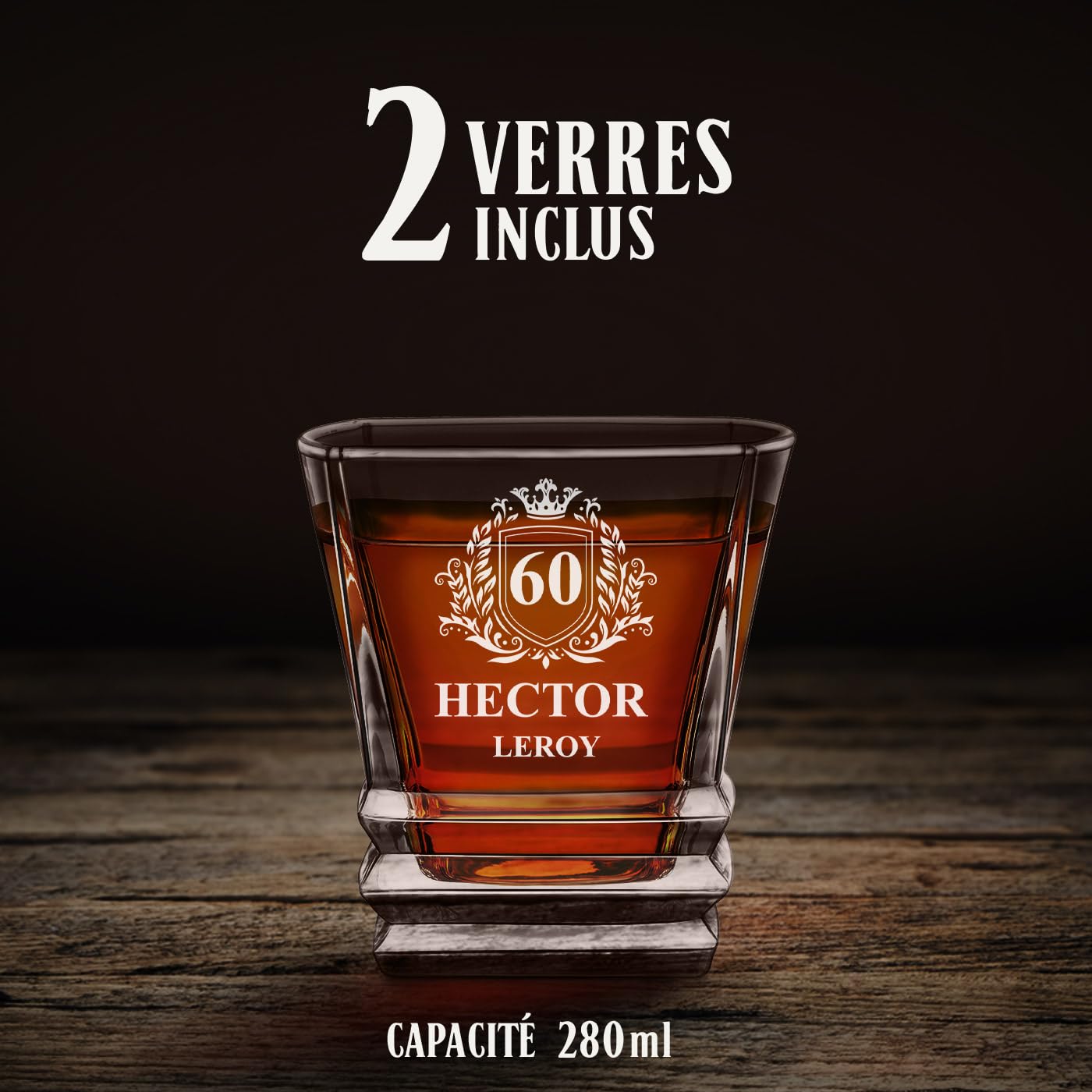 Maverton Ensemble à whisky pour homme, Carafe et 2/4/6 verres | Motif géométrique, Set élégant pour lui, Ensemble à whisky avec personnalisation, Carafe et verres uniques, Style