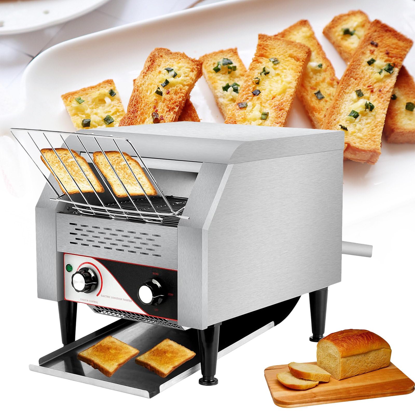 Tostadora de Cinta Industrial (Potencia: 2.600 W, Velocidades: 7, Espera, panecillos, Pan, hasta 300/450 rebanadas de Pan Tostado por Hora),300PCS/Hour
