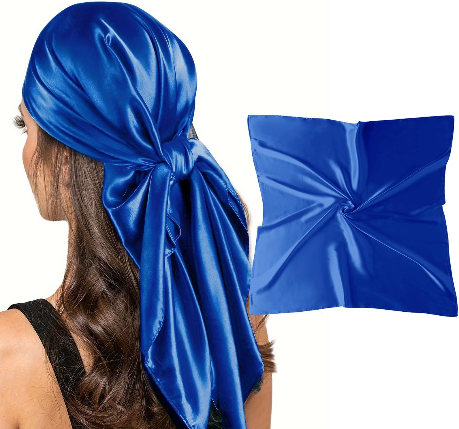 35" Square Silk Like Head Scarf - Women's Fashion Satin Scarf Bandana for Hair Wrapping at Night.