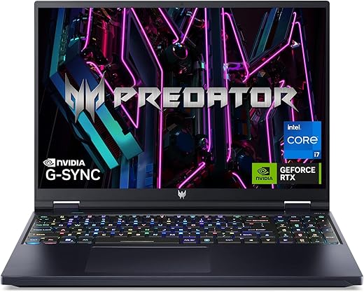 Acer Predator Helios 16 Gaming Laptop | 13th Gen Intel Core i7-13700HX | NVIDIA GeForce RTX 4070 | 16" 2560 x 1600 240Hz G-SYNC Display | 16GB DDR5 | 1TB Gen 4 SSD | Killer Wi-Fi 6E | PH16-71-72YG