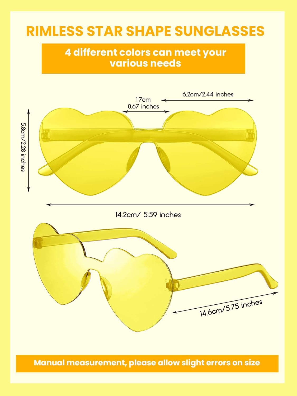 Weewooday 40 Pairs Heart valentines Glasses Rimless Heart Shaped Frameless Sunglasses Transparent Sunglasses Tinted Eyewear