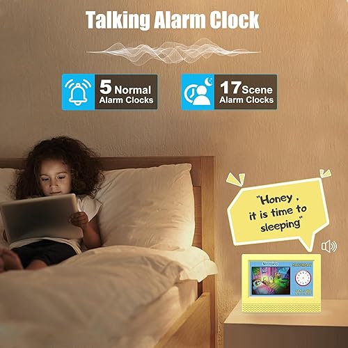 Miniatura 4 de Kids Digital Alarm Clock Colorful, 7" Large LED Time Display Children's Sleep Trainer, Eye-Caring Digital Clock for Girls Boys Bedrooms Bedside, 17