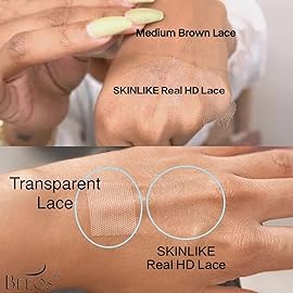 BEEOS 13x4 Full Frontal SKINLIKE Real HD Lace Wig,180% Density Pre-plucked Human Hair Wig Bleached Knots 0.10mm Ultra-thin Invisible HD Lace Wig 18 Inch