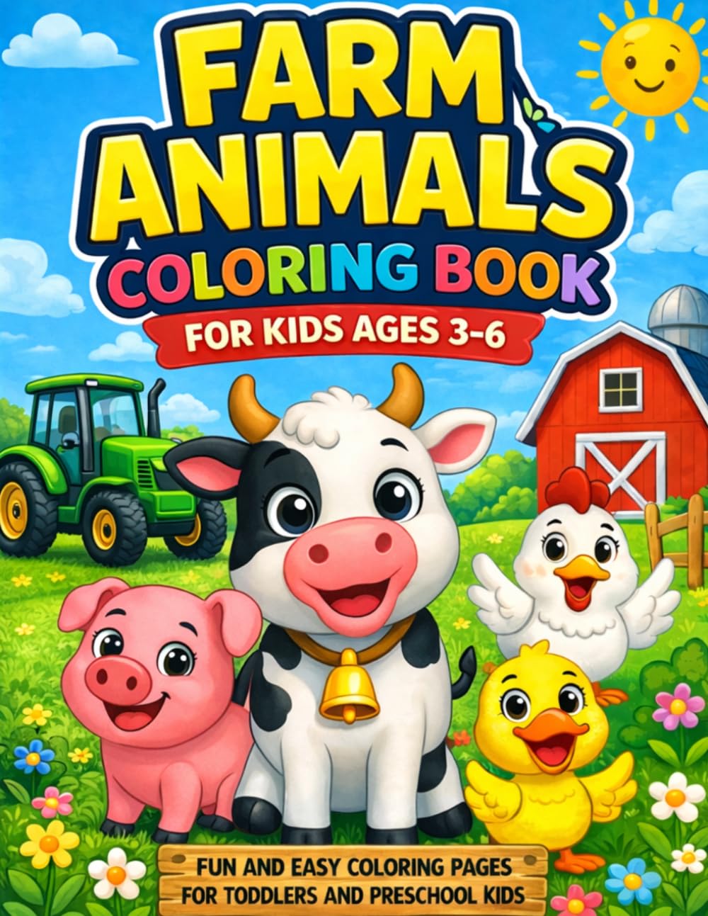 Farm Animals: Coloring Book For Kids Ages 3-6
