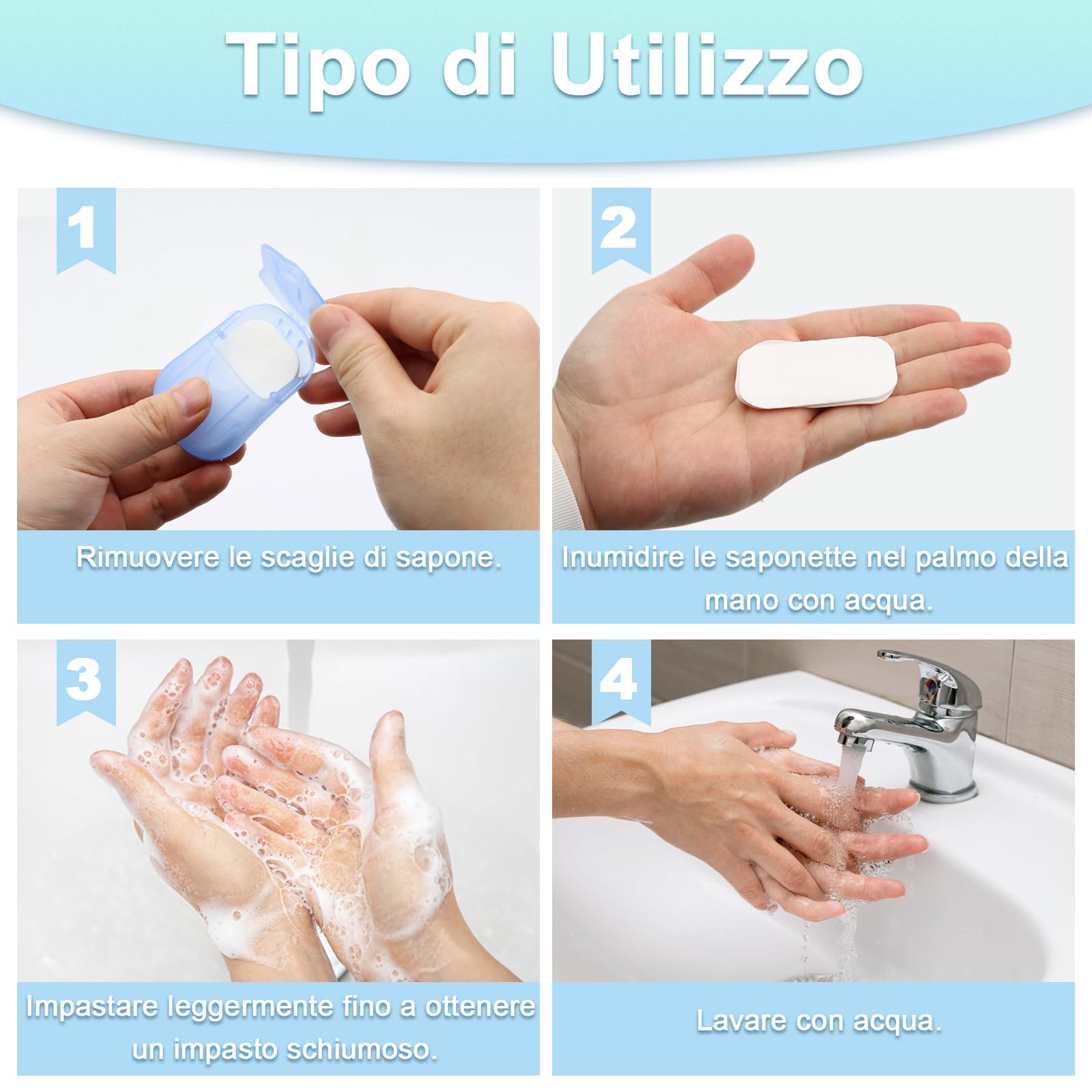 JSKWIKE Fogli Di Sapone Portatili - 200 Pezzi Con Scatolina, Per Viaggi E Outdoor - Foto 7