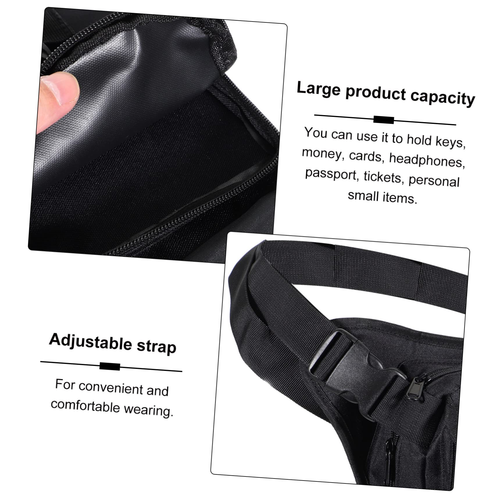 Didiseaon Bolsa Pierna Riñonera para Exteriores Portátil Cangurera Multifuncional Cangurera Resistente para Mujer y Hombre Negra para Camping y Excursiones